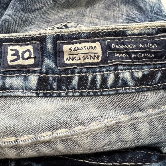 Miss Me Embellished Signature Ankle Skinny Jeans Acid Wash Mid Rise Size 30 Y2K - Picture 12 of 16